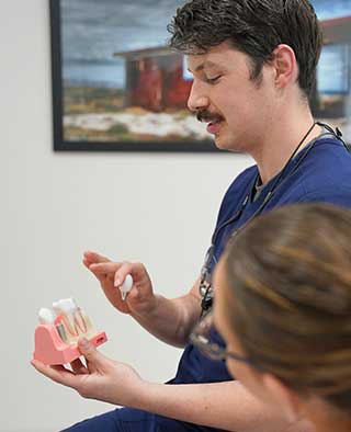 Dr Ryan at City Central Dental Adelaide explaining how a crown works